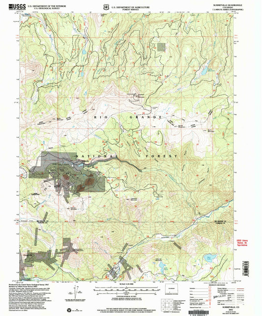 Classic USGS Summitville Colorado 7.5'x7.5' Topo Map Image