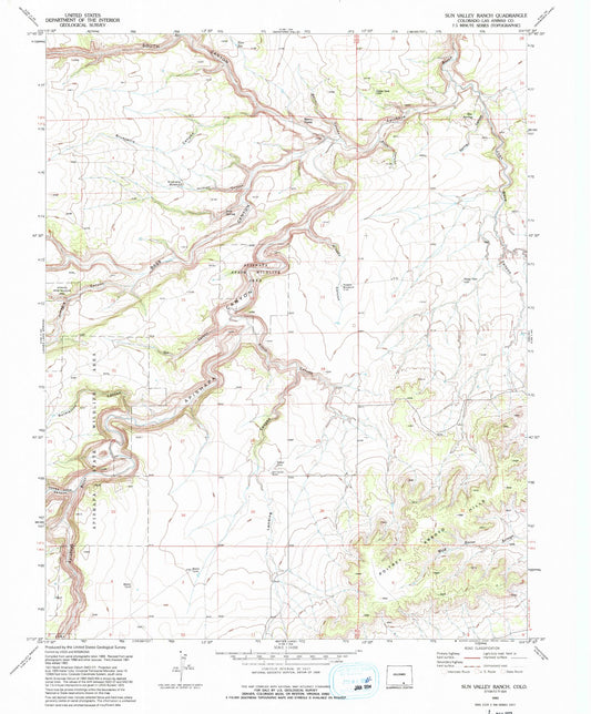 Classic USGS Sun Valley Ranch Colorado 7.5'x7.5' Topo Map Image