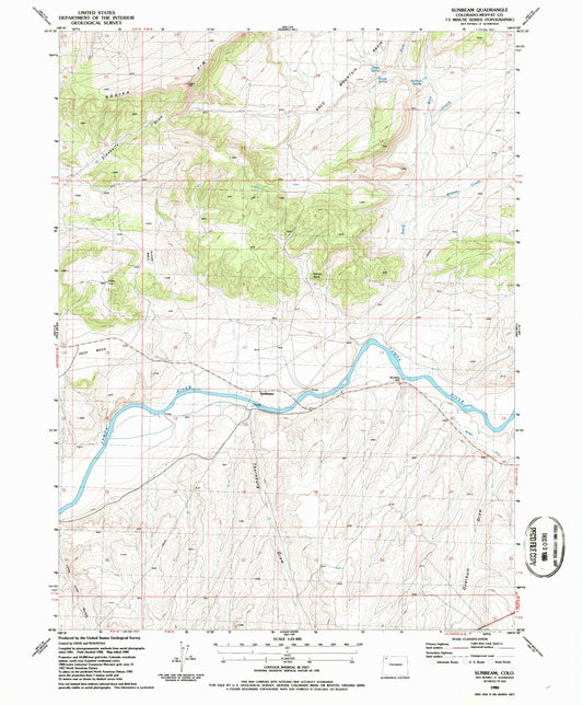 Classic USGS Sunbeam Colorado 7.5'x7.5' Topo Map Image