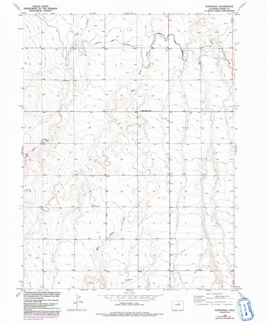 Classic USGS Sunnydale Colorado 7.5'x7.5' Topo Map Image