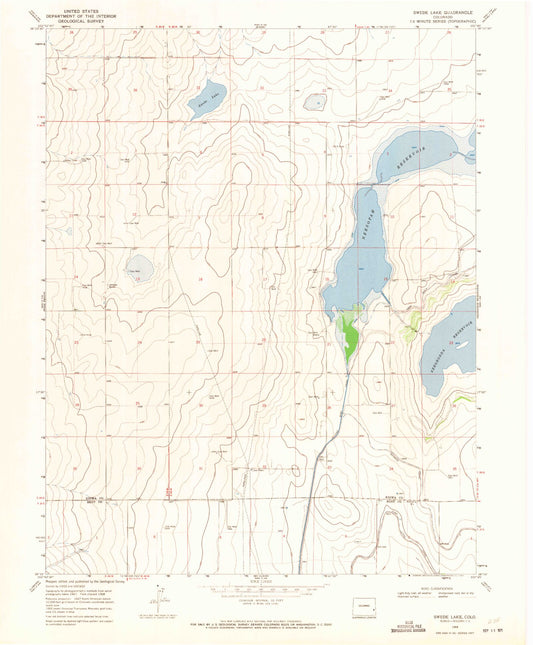 Classic USGS Swede Lake Colorado 7.5'x7.5' Topo Map Image