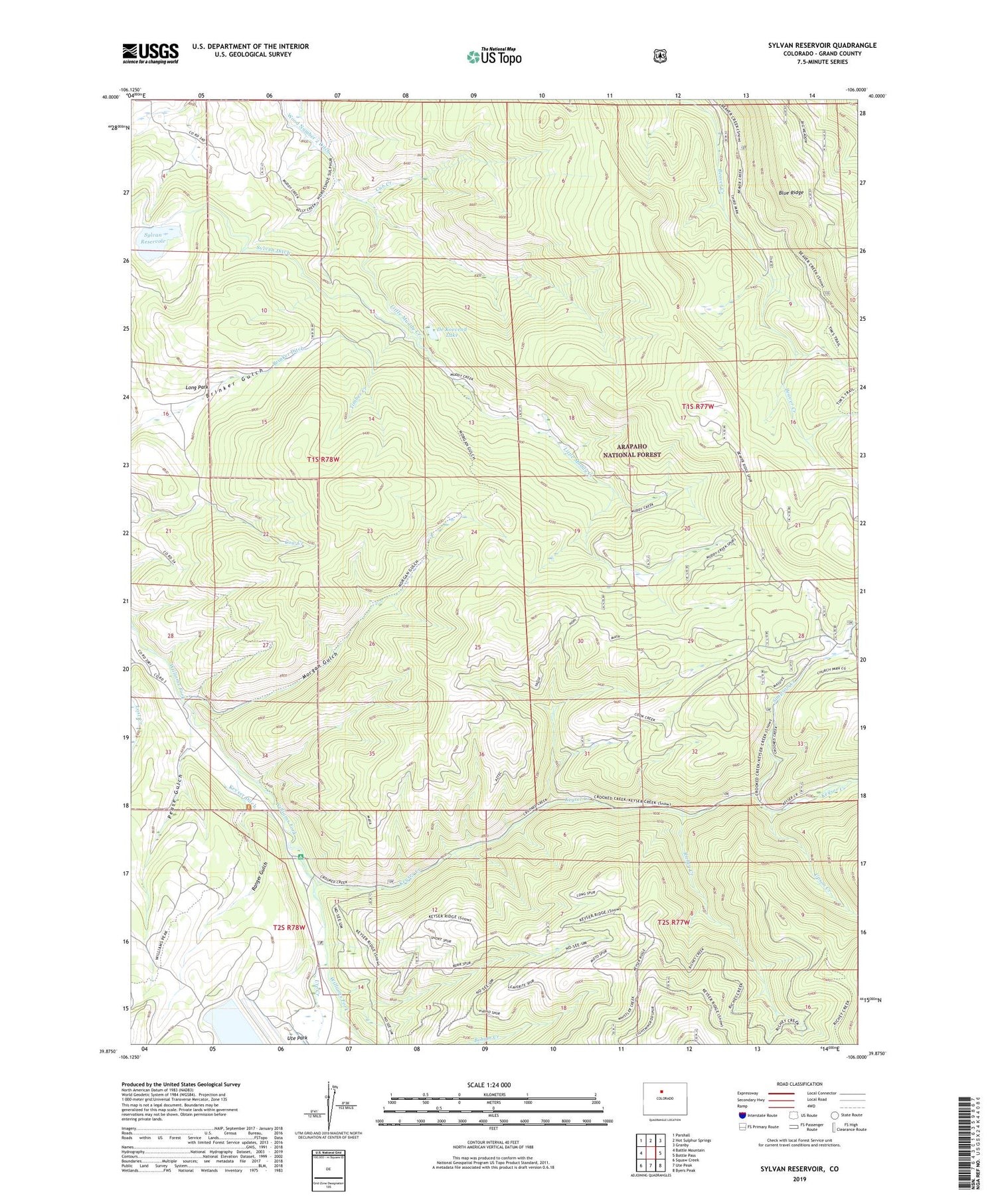Sylvan Reservoir Colorado US Topo Map Image