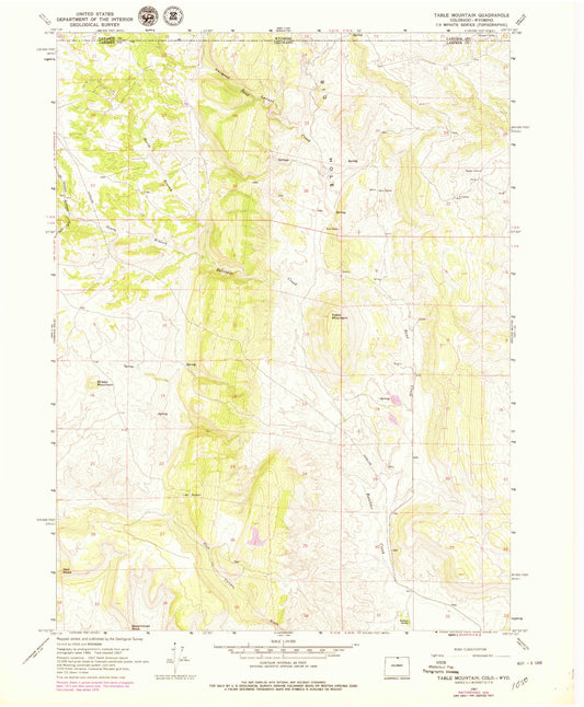 Classic USGS Table Mountain Colorado 7.5'x7.5' Topo Map Image