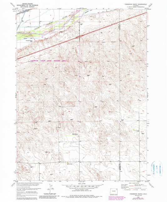 Classic USGS Tamarack Ranch Colorado 7.5'x7.5' Topo Map Image