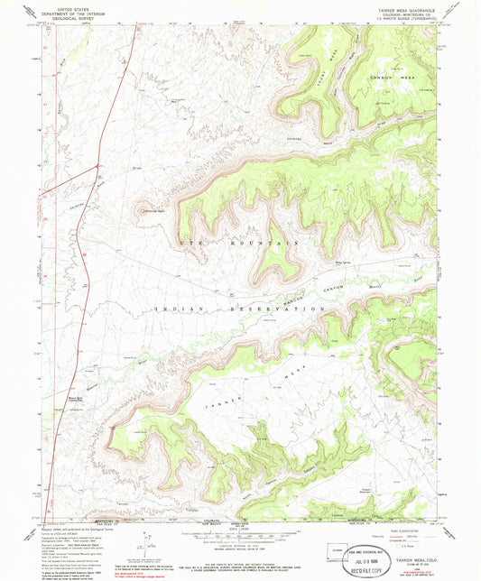 Classic USGS Tanner Mesa Colorado 7.5'x7.5' Topo Map Image