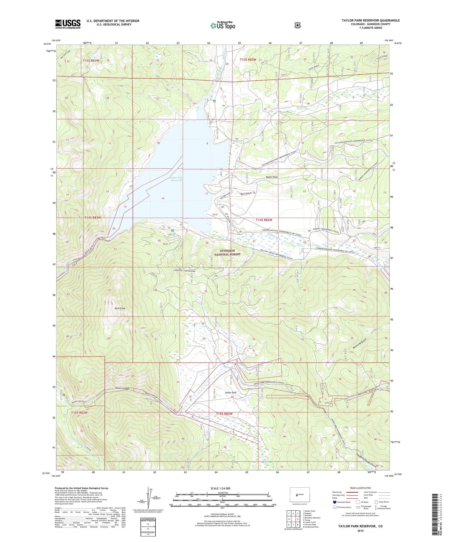 Taylor Park Reservoir Colorado US Topo Map Image