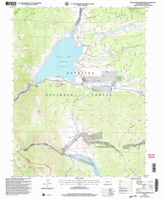 Classic USGS Taylor Park Reservoir Colorado 7.5'x7.5' Topo Map Image