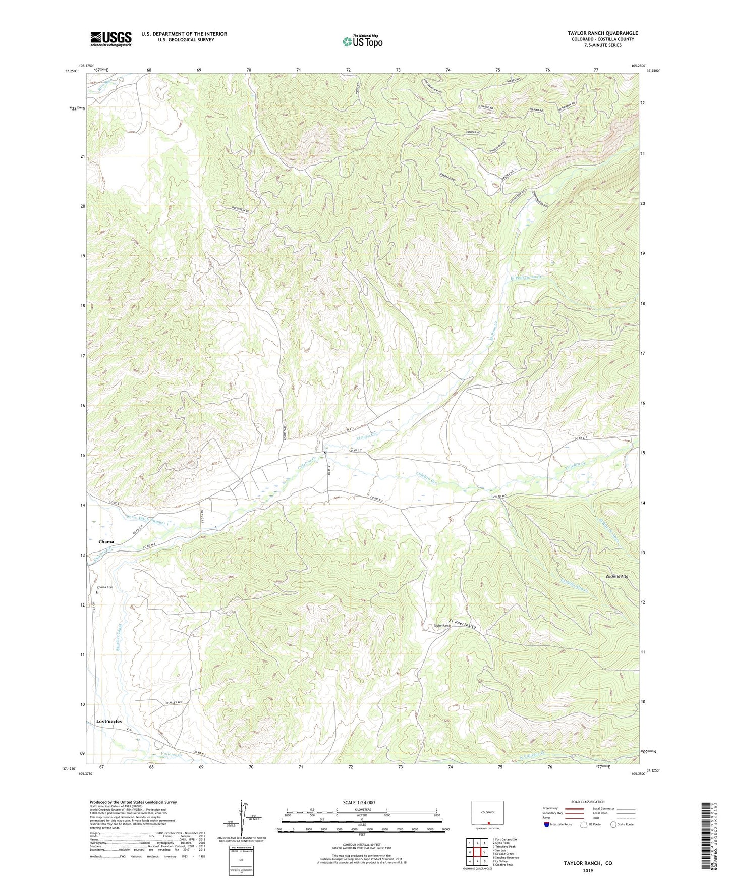 Taylor Ranch Colorado US Topo Map Image