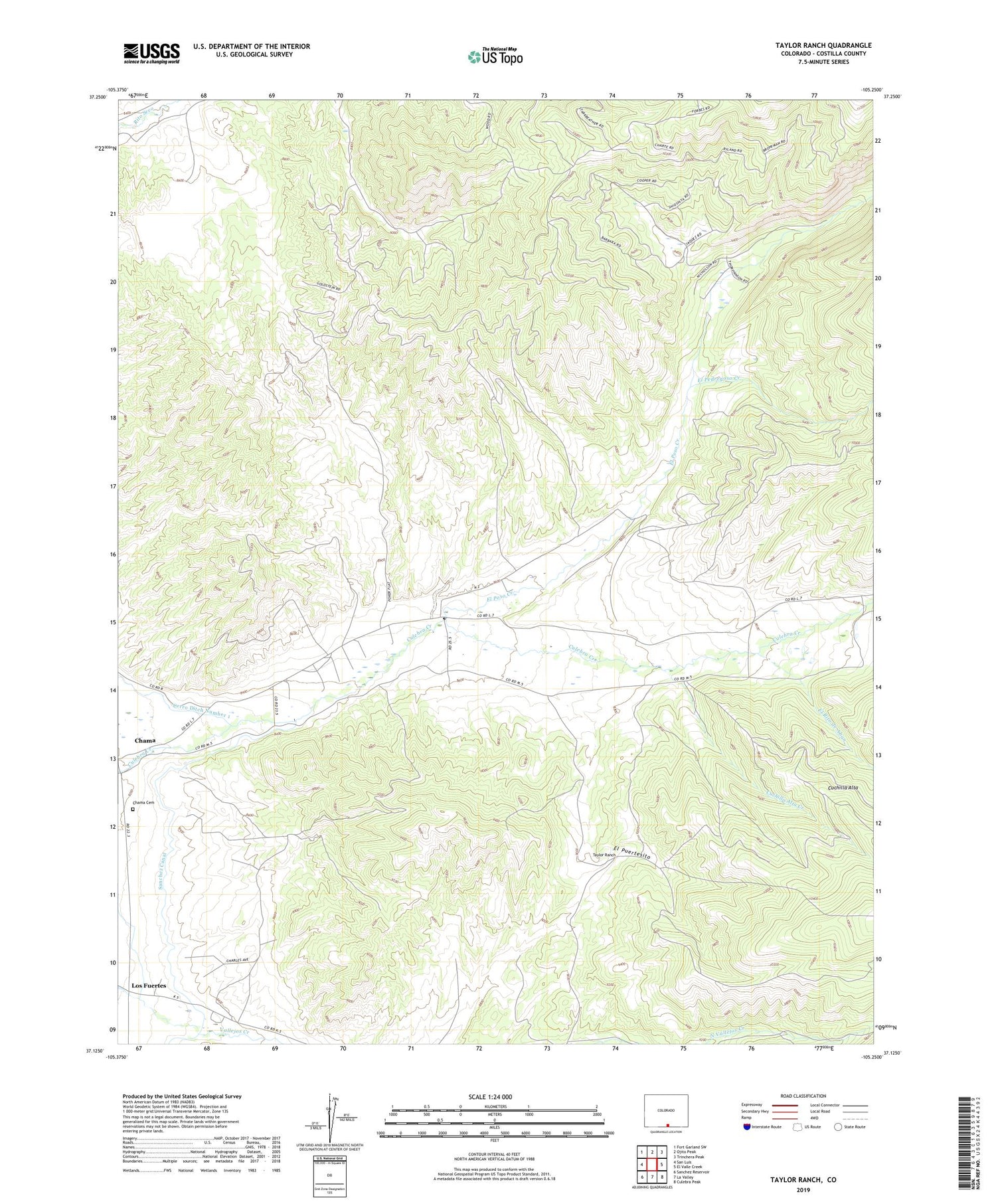 Taylor Ranch Colorado US Topo Map Image