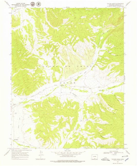 Classic USGS Taylor Ranch Colorado 7.5'x7.5' Topo Map Image
