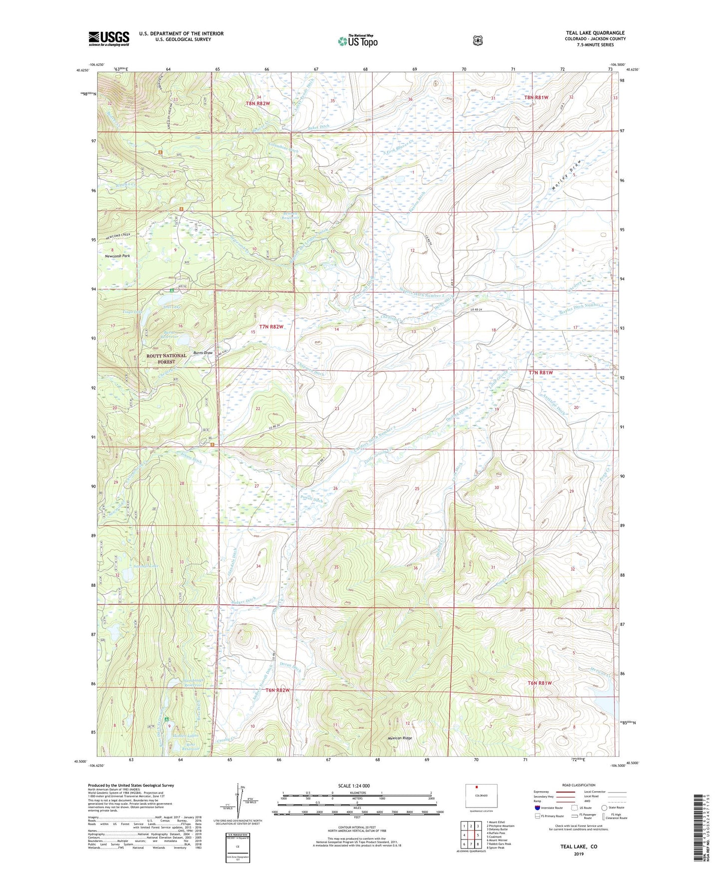 Teal Lake Colorado US Topo Map Image