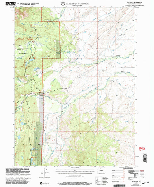 Classic USGS Teal Lake Colorado 7.5'x7.5' Topo Map Image