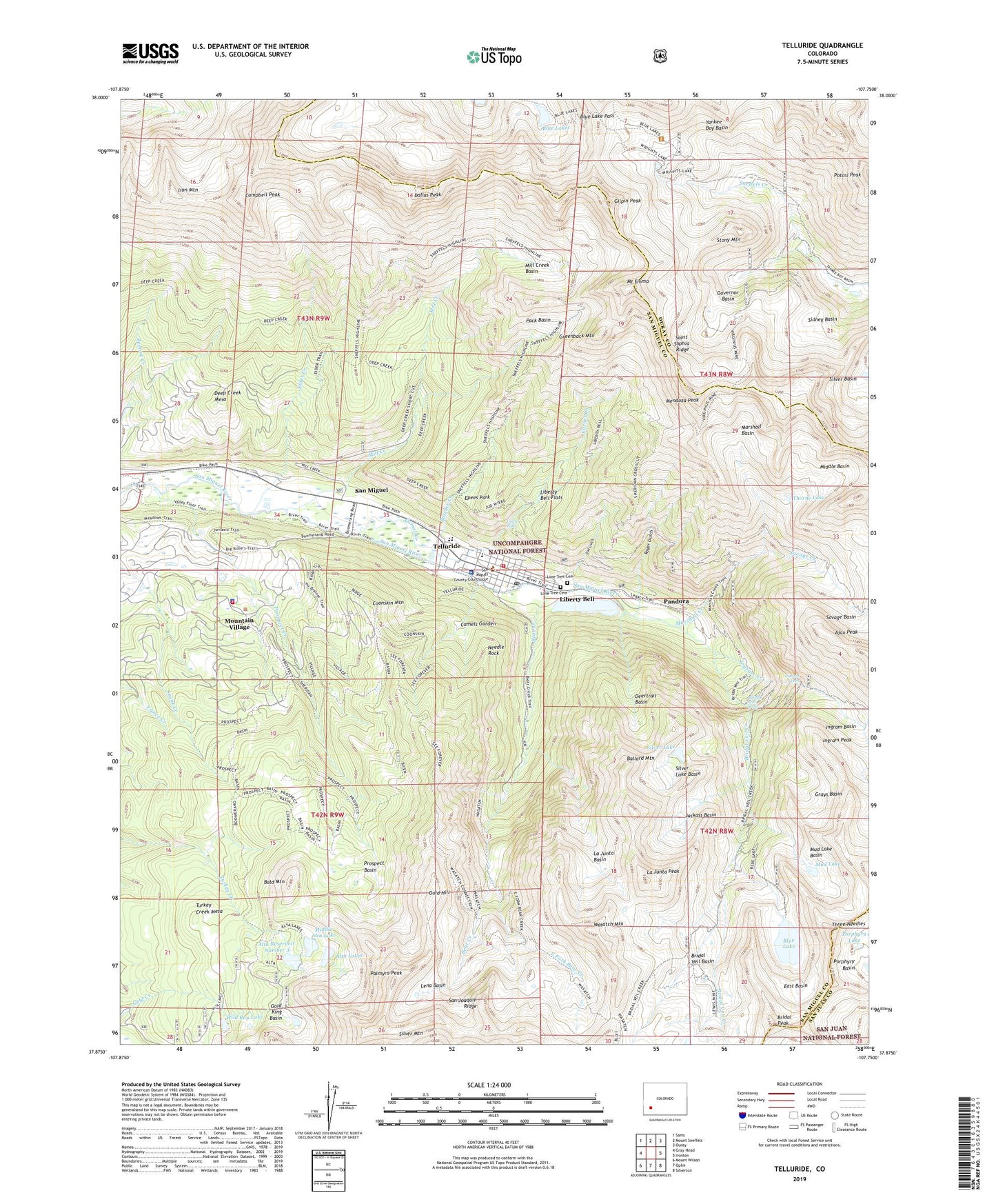 Telluride Colorado US Topo Map Image