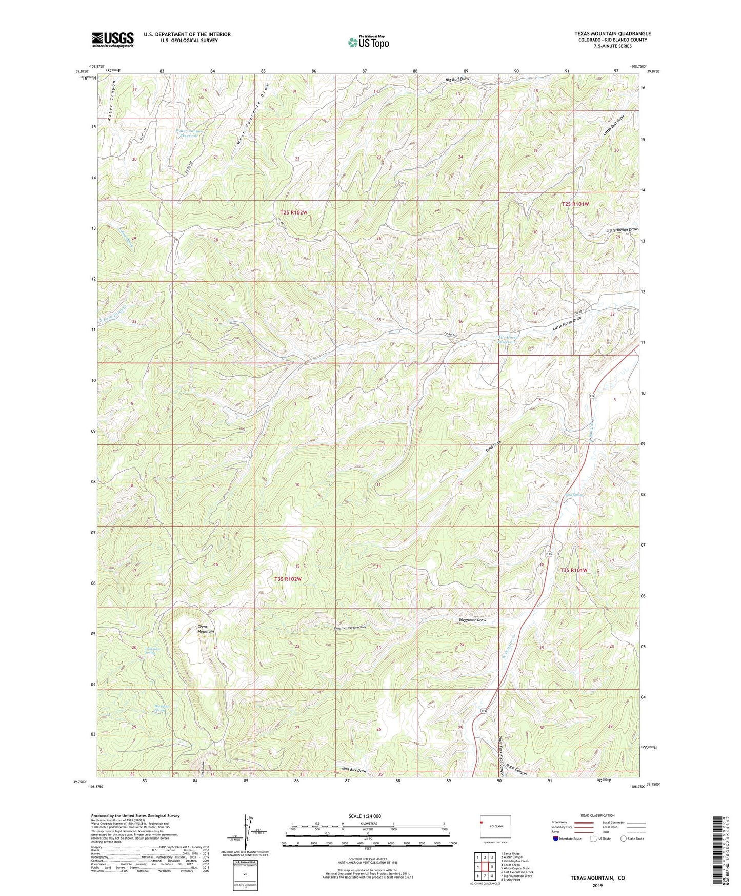 Texas Mountain Colorado US Topo Map Image