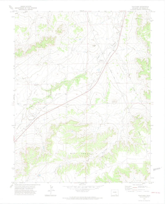 Classic USGS Thatcher Colorado 7.5'x7.5' Topo Map Image