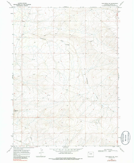 Classic USGS The Nipple SE Colorado 7.5'x7.5' Topo Map Image