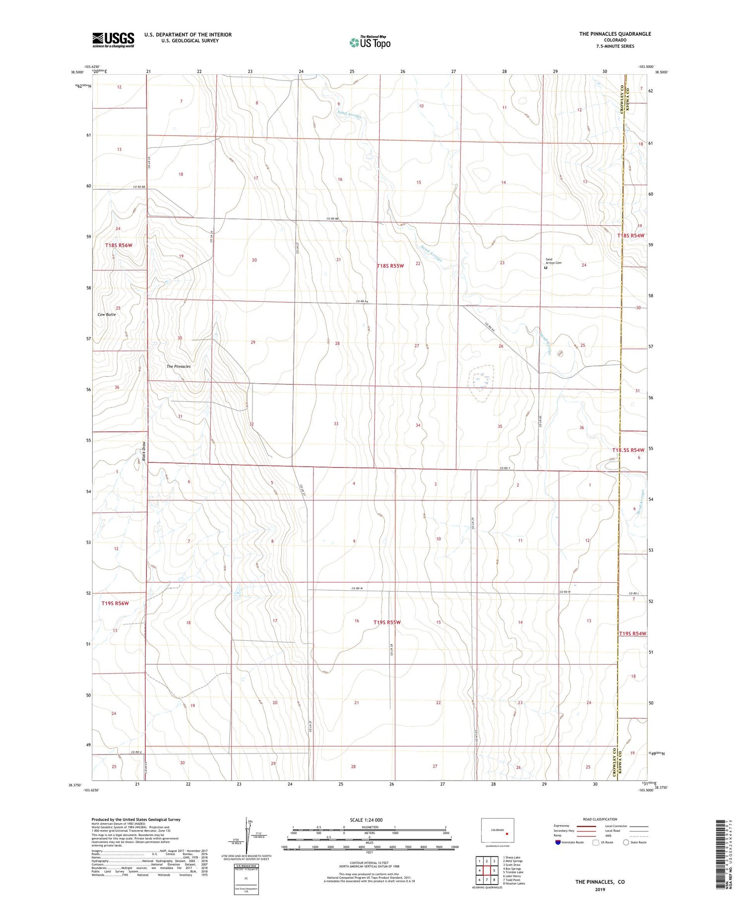 The Pinnacles Colorado US Topo Map Image