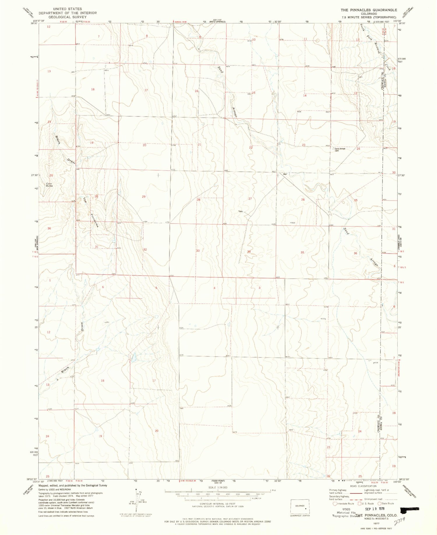Classic USGS The Pinnacles Colorado 7.5'x7.5' Topo Map Image