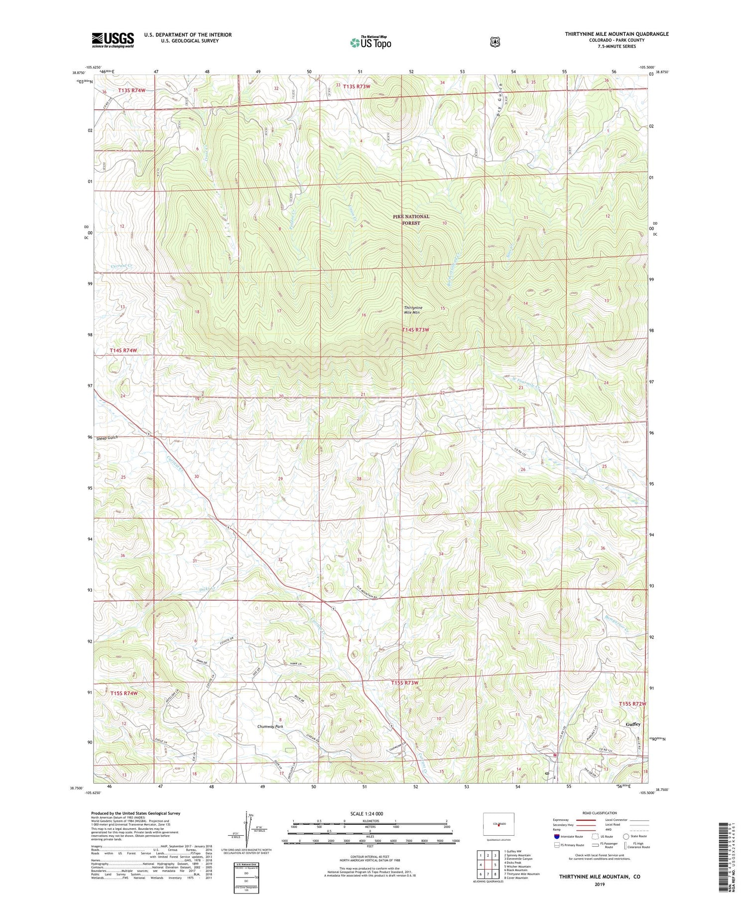 Thirtynine Mile Mountain Colorado US Topo Map Image