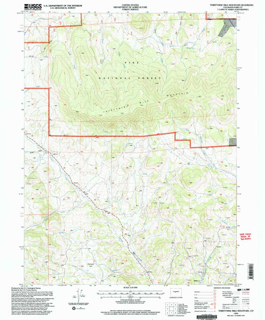 Classic USGS Thirtynine Mile Mountain Colorado 7.5'x7.5' Topo Map Image