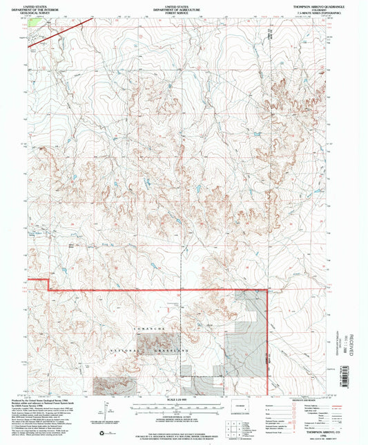 Classic USGS Thompson Arroyo Colorado 7.5'x7.5' Topo Map Image