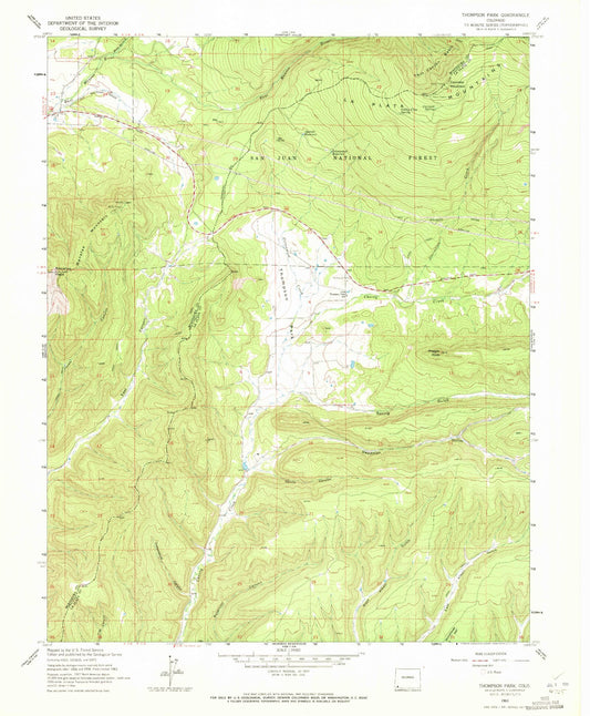 Classic USGS Thompson Park Colorado 7.5'x7.5' Topo Map Image