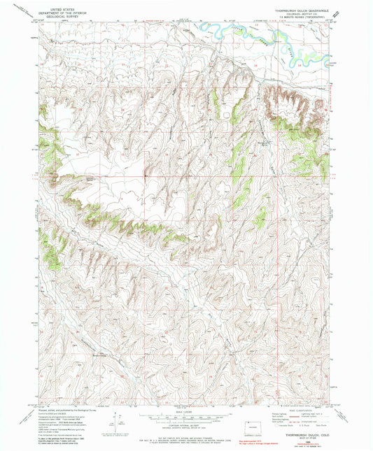 Classic USGS Thornburgh Gulch Colorado 7.5'x7.5' Topo Map Image
