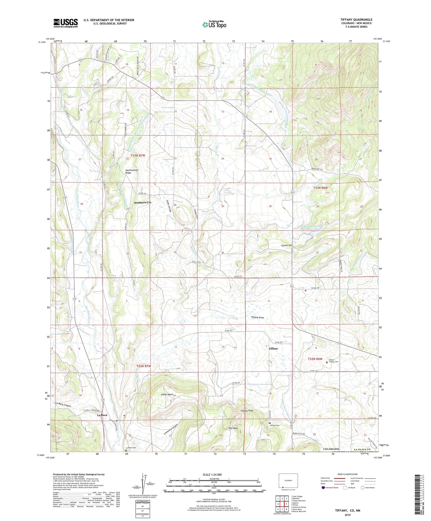 Tiffany Colorado US Topo Map Image