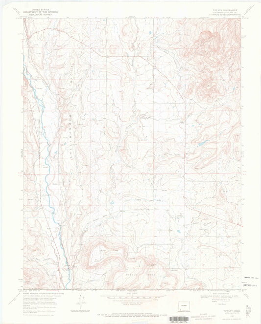 Classic USGS Tiffany Colorado 7.5'x7.5' Topo Map Image