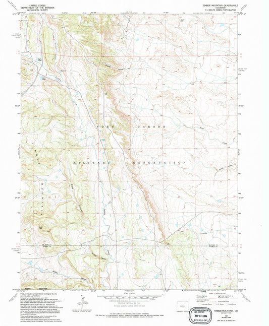 Classic USGS Timber Mountain Colorado 7.5'x7.5' Topo Map Image