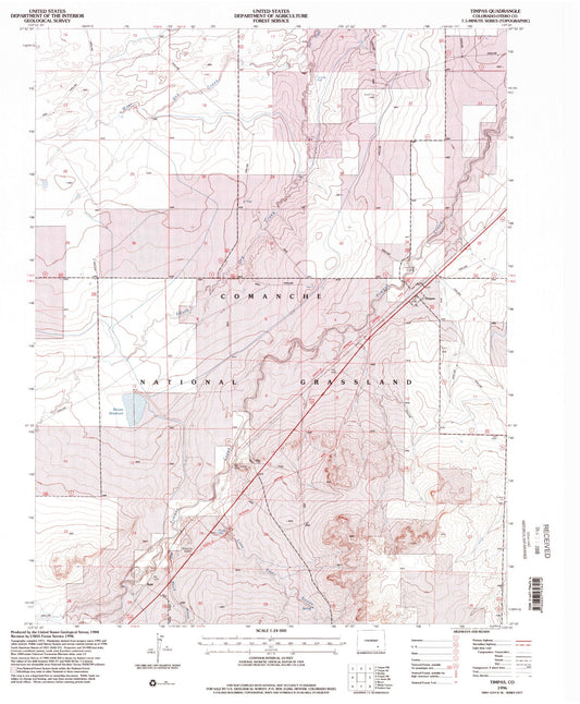 Classic USGS Timpas Colorado 7.5'x7.5' Topo Map Image