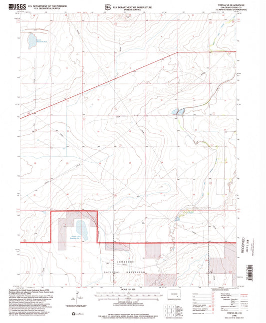 Classic USGS Timpas NE Colorado 7.5'x7.5' Topo Map Image