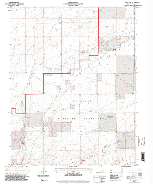 Classic USGS Timpas SW Colorado 7.5'x7.5' Topo Map Image