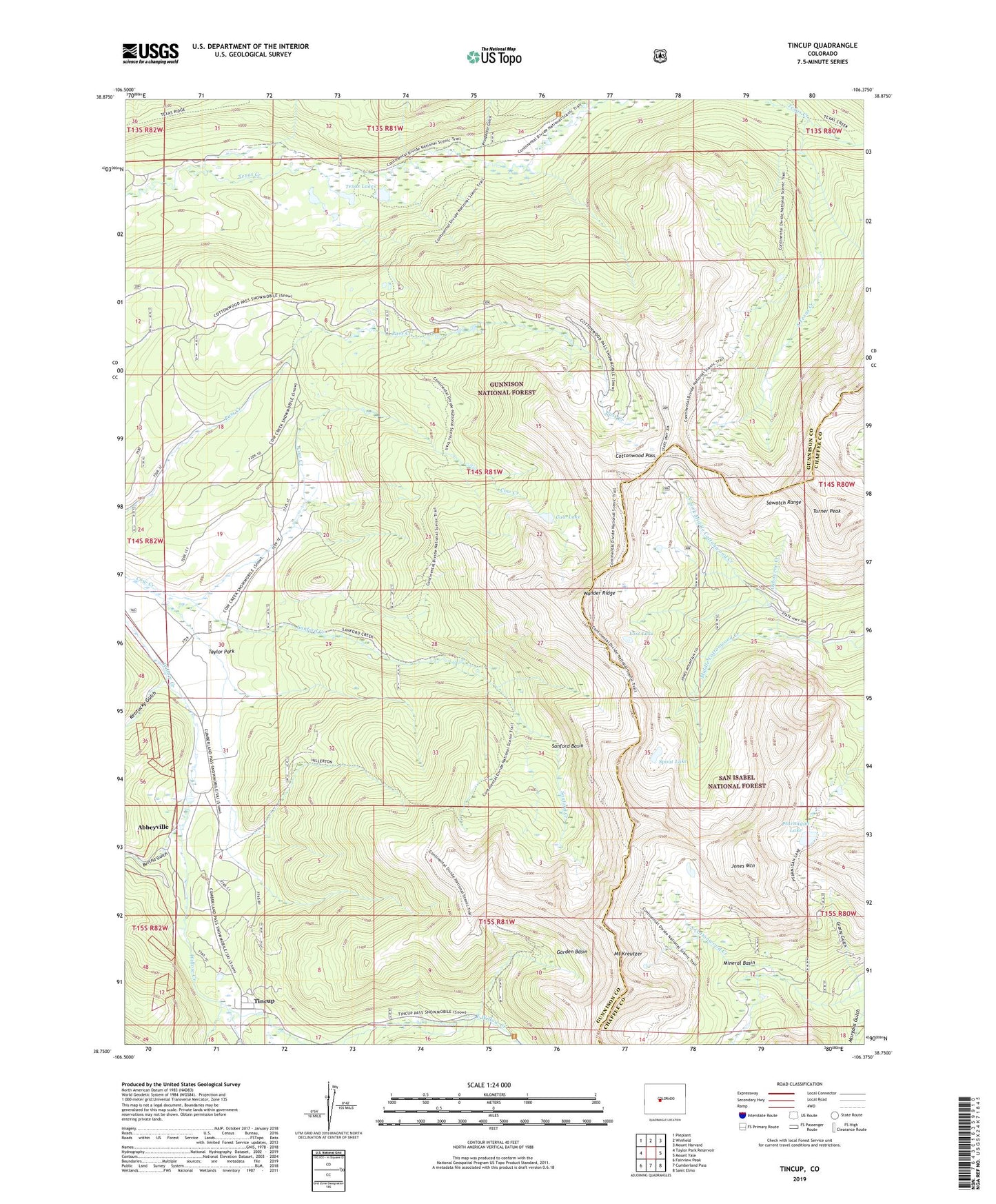 Tincup Colorado US Topo Map Image