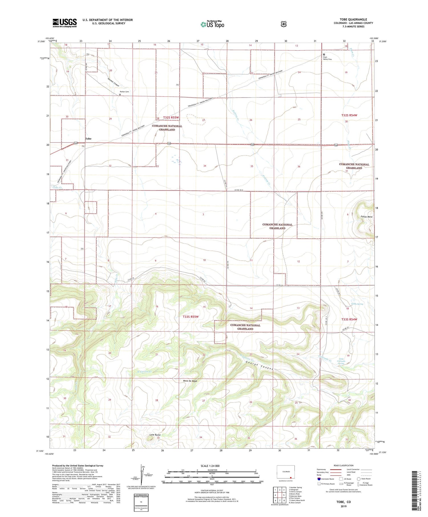 Tobe Colorado US Topo Map Image