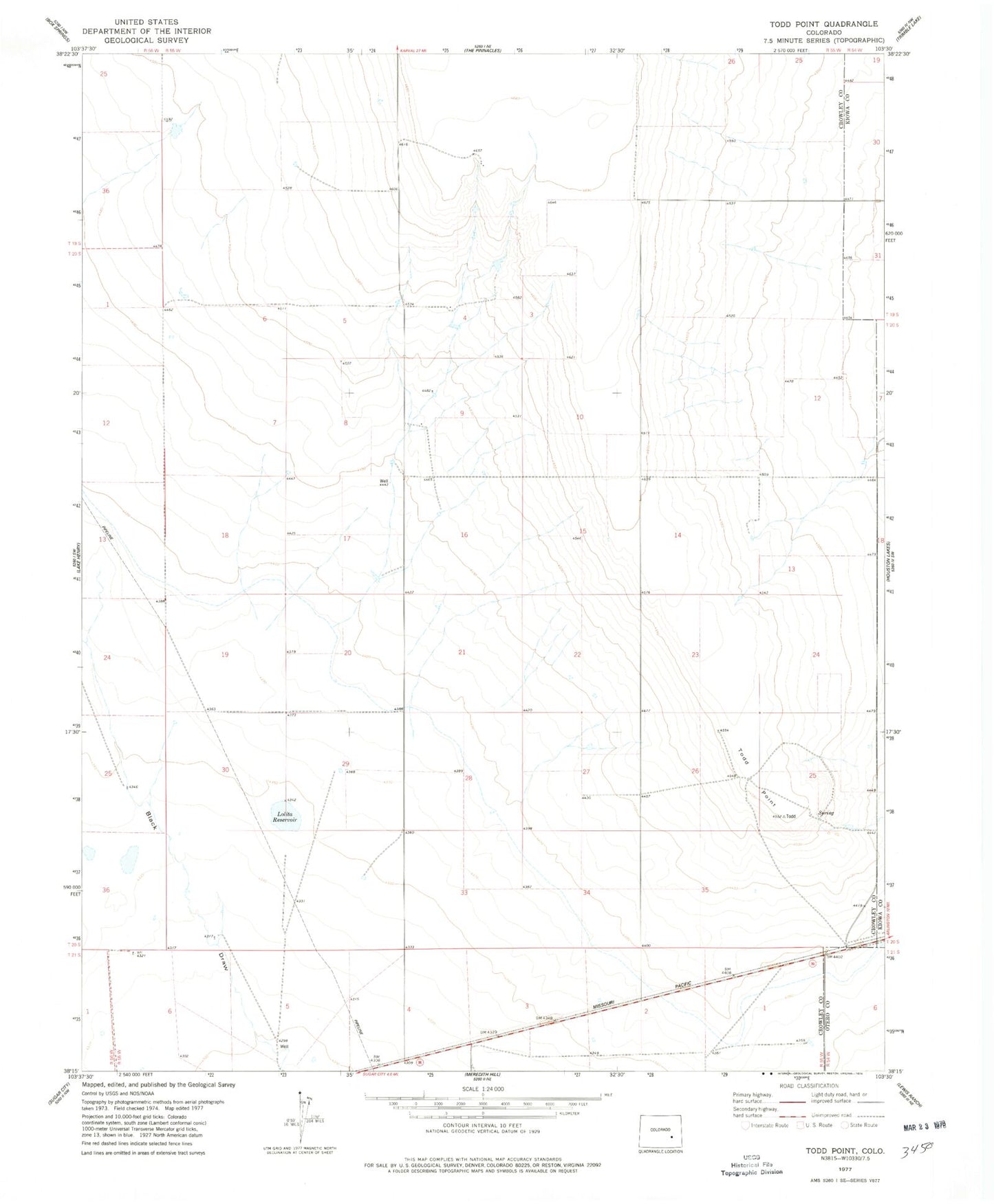 Classic USGS Todd Point Colorado 7.5'x7.5' Topo Map Image