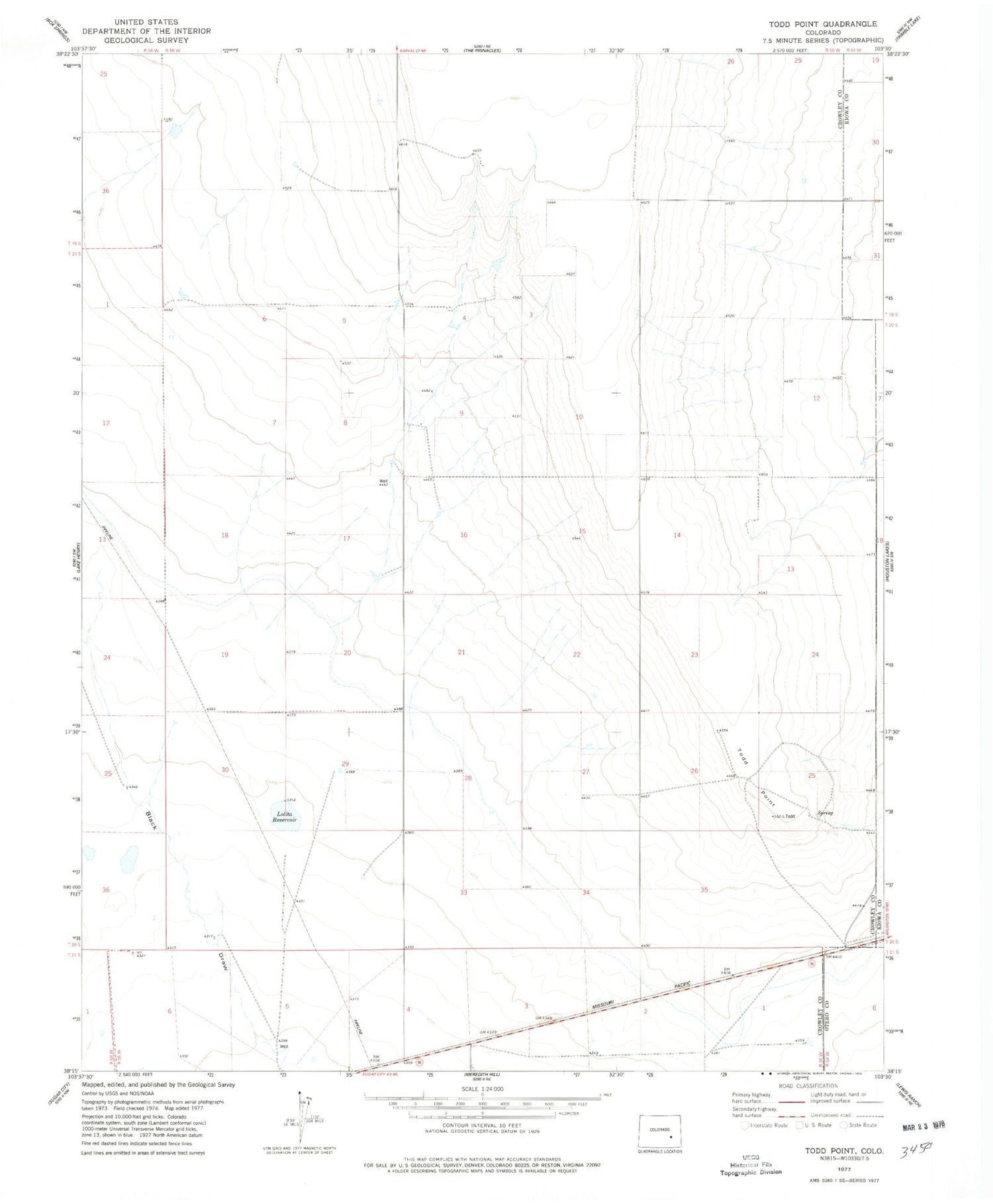 Classic USGS Todd Point Colorado 7.5'x7.5' Topo Map Image
