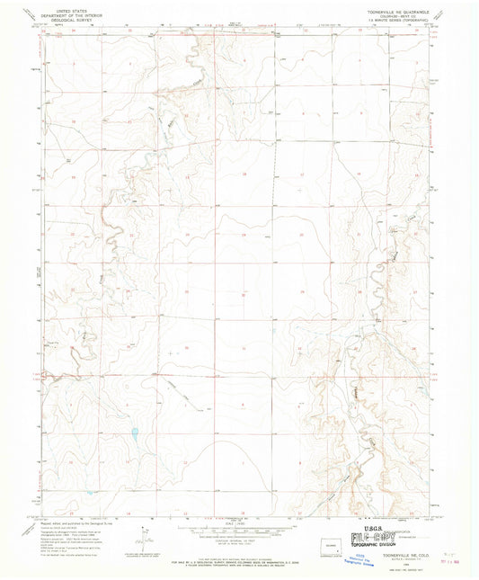 Classic USGS Toonerville NE Colorado 7.5'x7.5' Topo Map Image