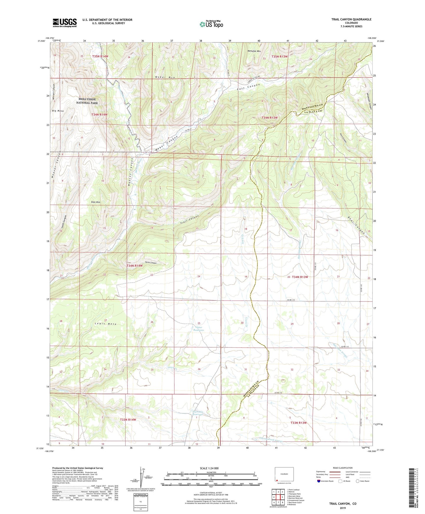 Trail Canyon Colorado US Topo Map Image