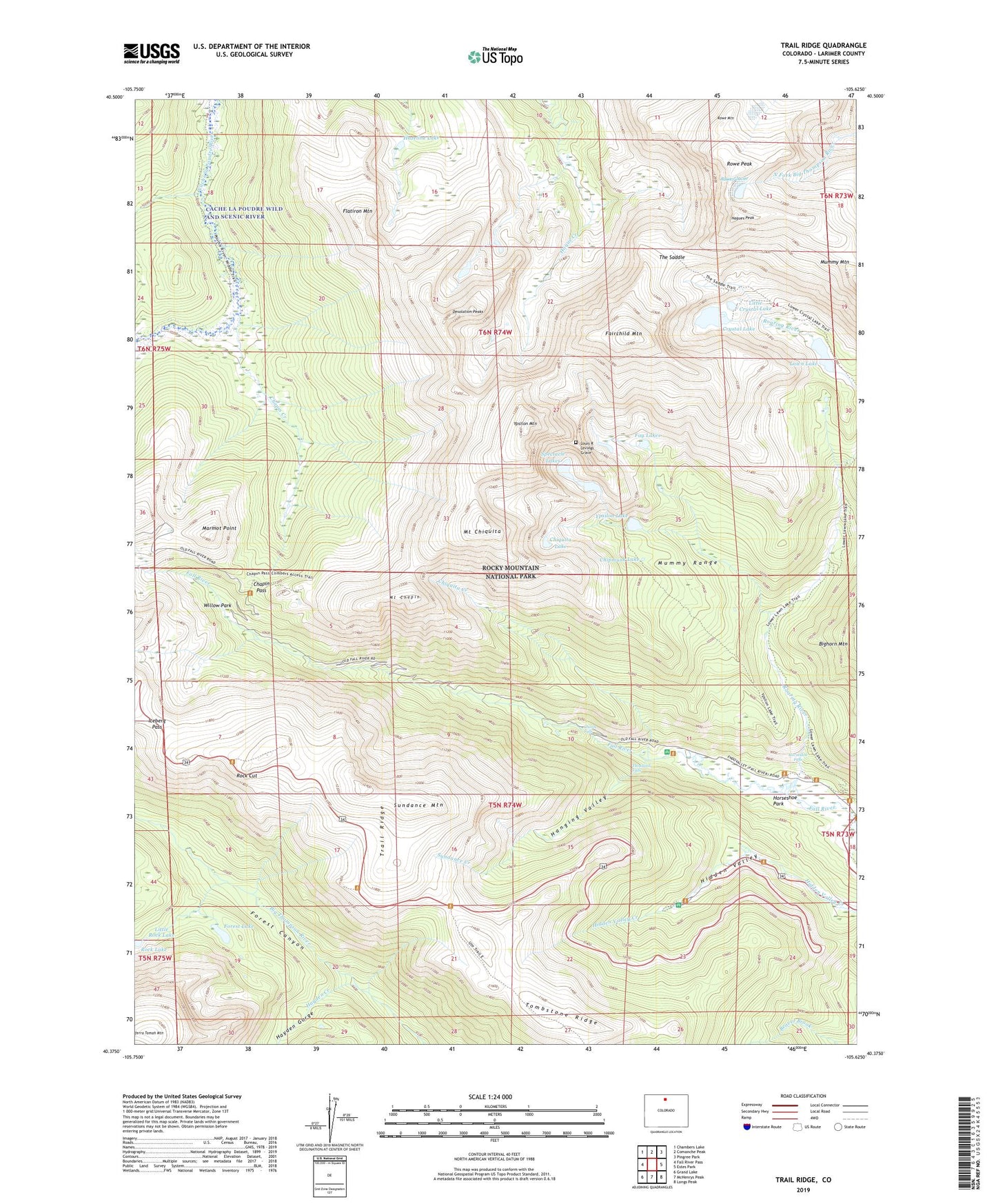 Trail Ridge Colorado US Topo Map Image