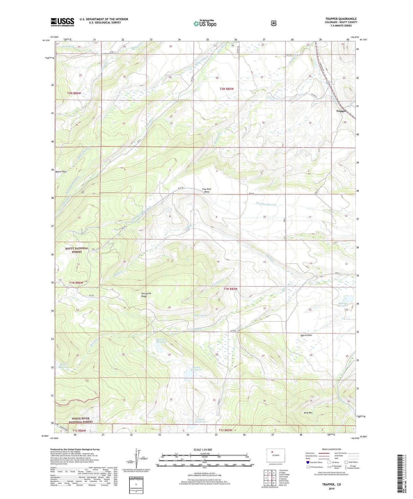Trapper Colorado US Topo Map Image