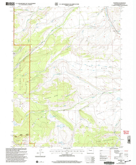 Classic USGS Trapper Colorado 7.5'x7.5' Topo Map Image