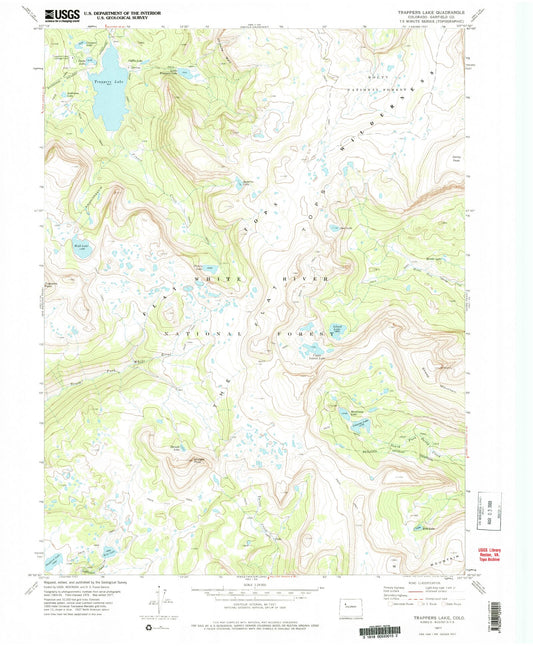 USGS Classic Trappers Lake Colorado 7.5'x7.5' Topo Map Image