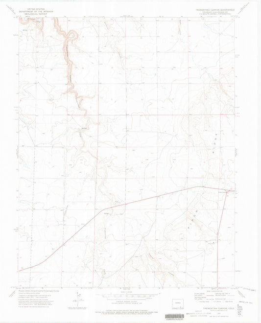 Classic USGS Trementina Canyon Colorado 7.5'x7.5' Topo Map Image
