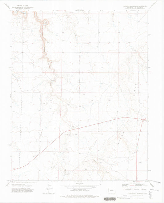 Classic USGS Trementina Canyon Colorado 7.5'x7.5' Topo Map Image