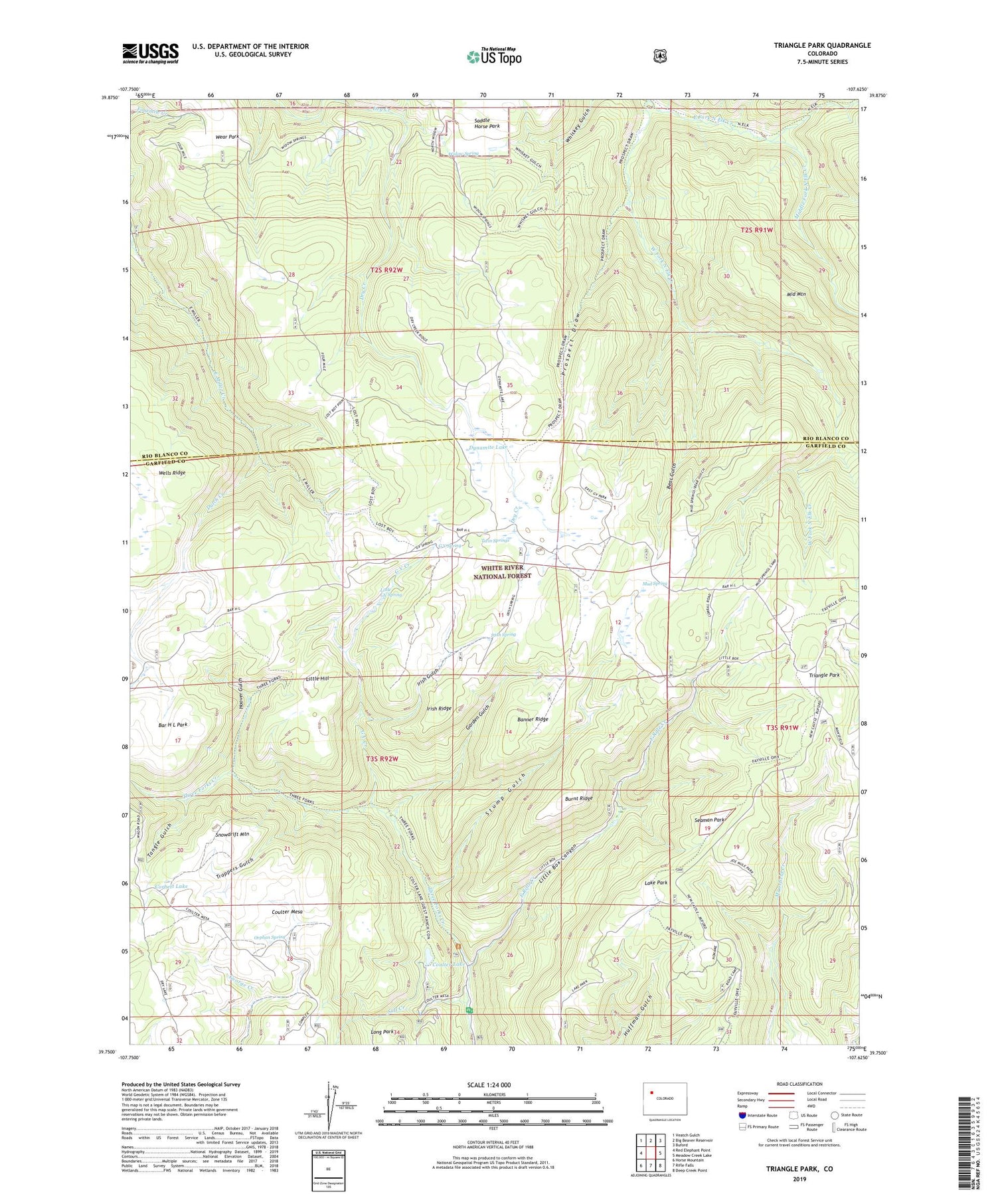Triangle Park Colorado US Topo Map Image