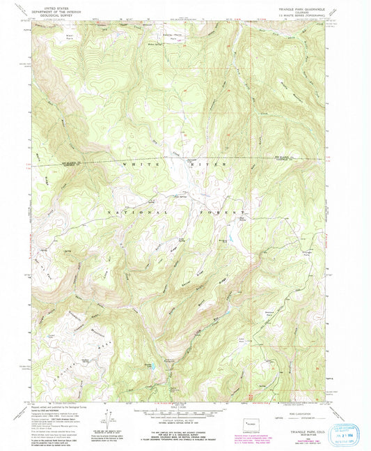 Classic USGS Triangle Park Colorado 7.5'x7.5' Topo Map Image