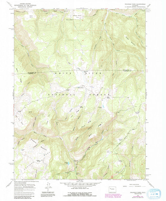 Classic USGS Triangle Park Colorado 7.5'x7.5' Topo Map Image
