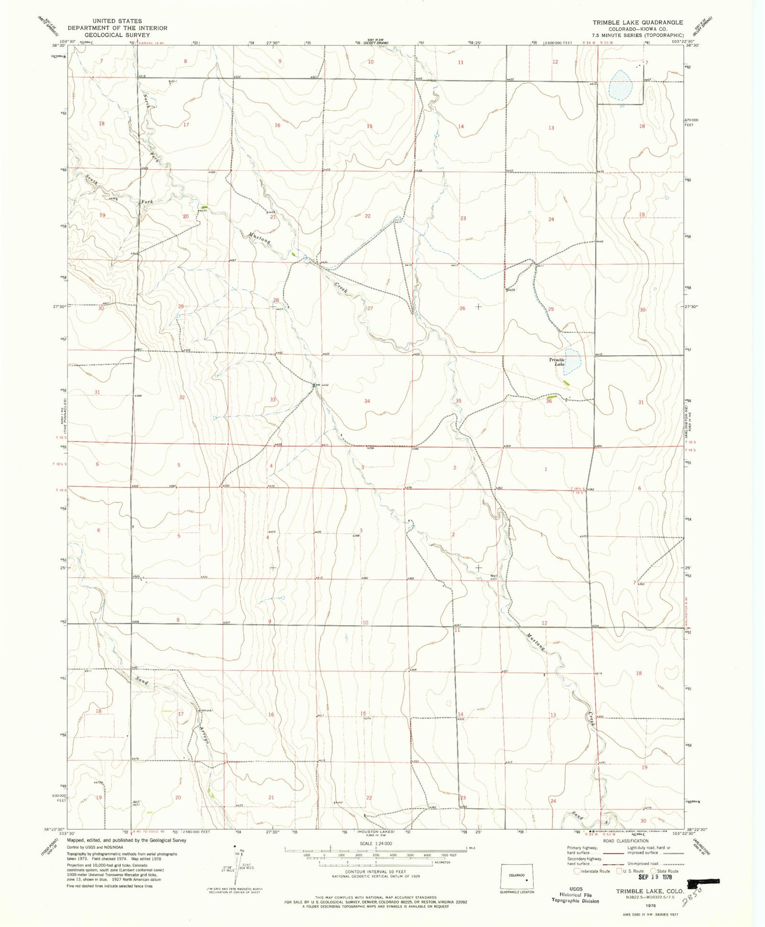 Classic USGS Trimble Lake Colorado 7.5'x7.5' Topo Map Image