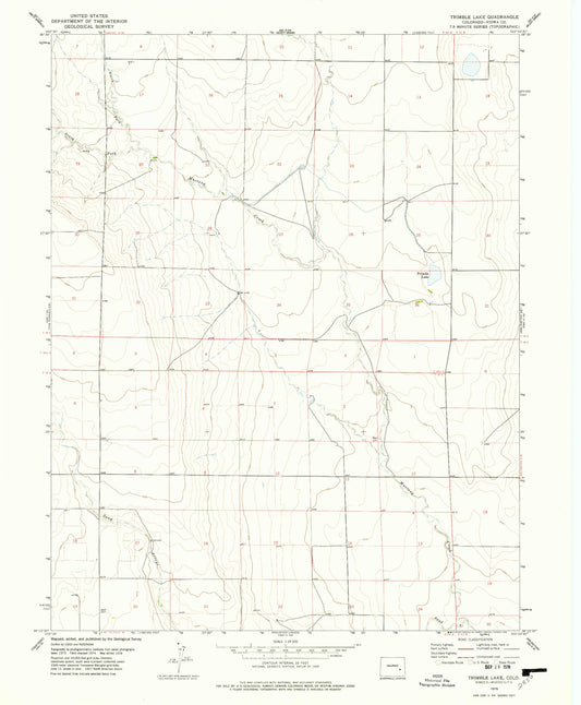 Classic USGS Trimble Lake Colorado 7.5'x7.5' Topo Map Image